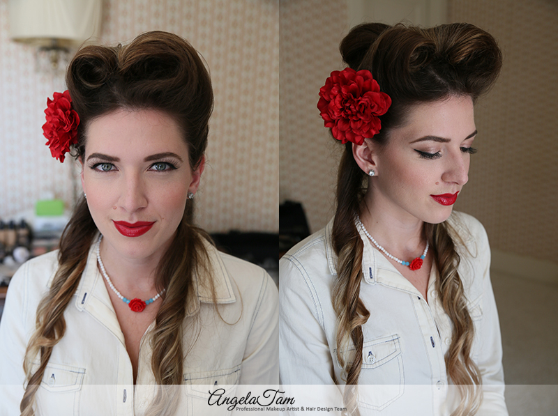 LOS ANGELES VICTORY ROLLS HAIR STYLE  ROCKABILLY PINUP 