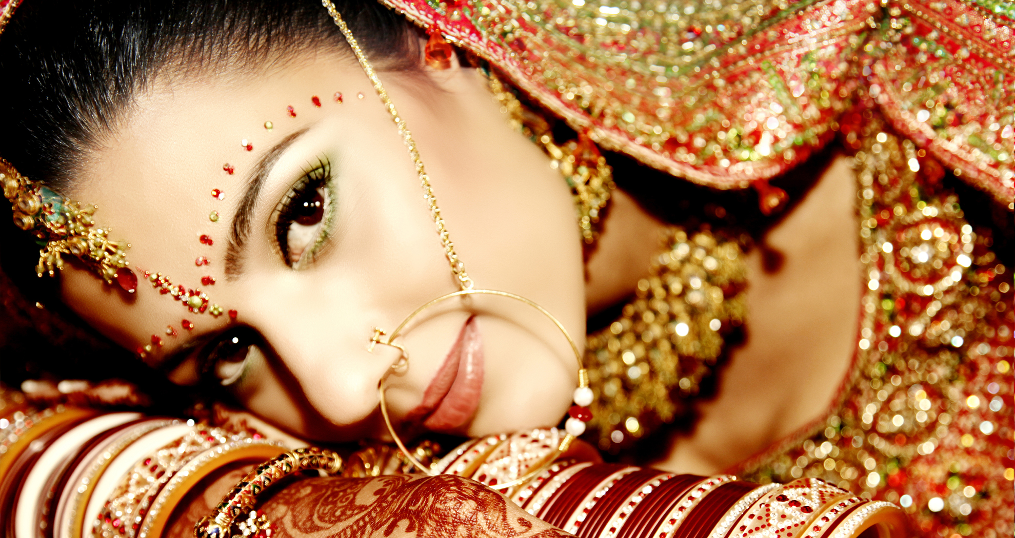 South Asian Indian Hindu Wedding Bride Makeup Artist and Hair Stylist Dupatta and Tikka Setting