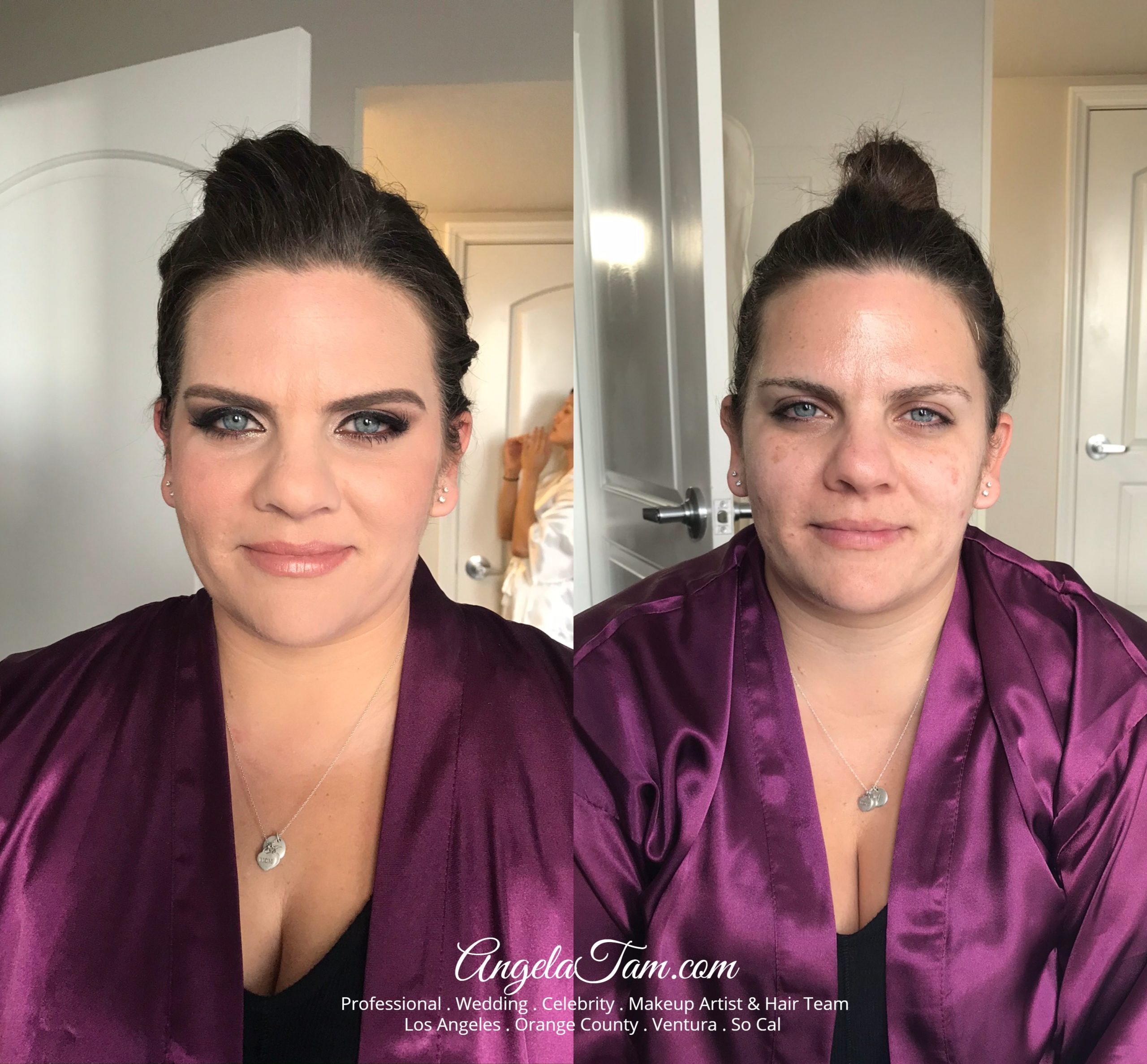 Caucasian Bridesmaid Of Bride Paula Smokey Eyes Makeup Short