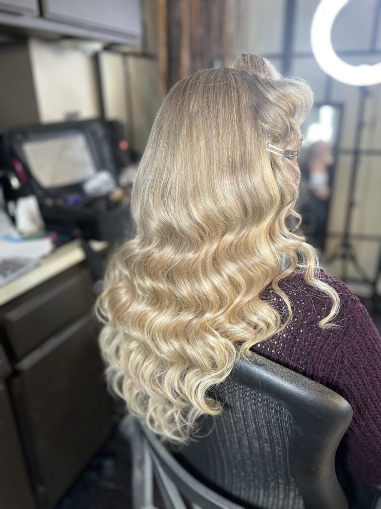 Old Hollywood Wave Curls Hair Style and Vintage Glam Makeup Look. Angela Tam Glam Team | Beloved Glamorous LLC. Makeup Artists and Hair Stylists for Weddings and Events in Los Angeles County, Orange County, Ventura County, Riverside County.