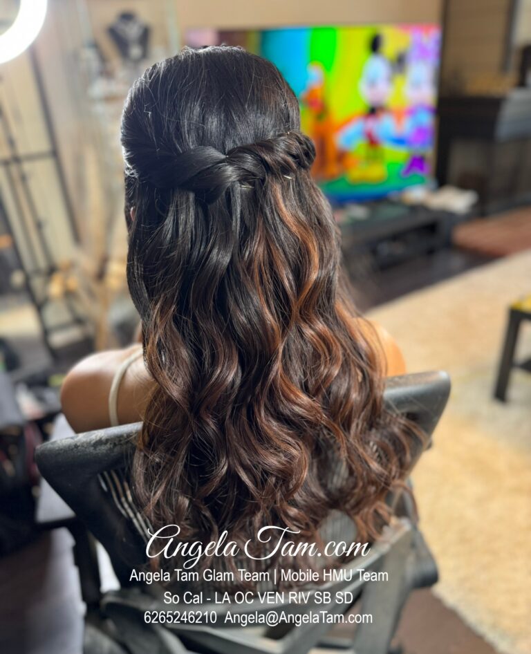 Wedding Half-Up Half-Down Hair Style Look by Angela Tam Glam Team | Beloved Glamorous LLC. Makeup Artists and Hair Stylists for Weddings and Events in Los Angeles County, Orange County, Ventura County, Riverside County. AngelaTam.com Angela@AngelaTam.com 6265246210