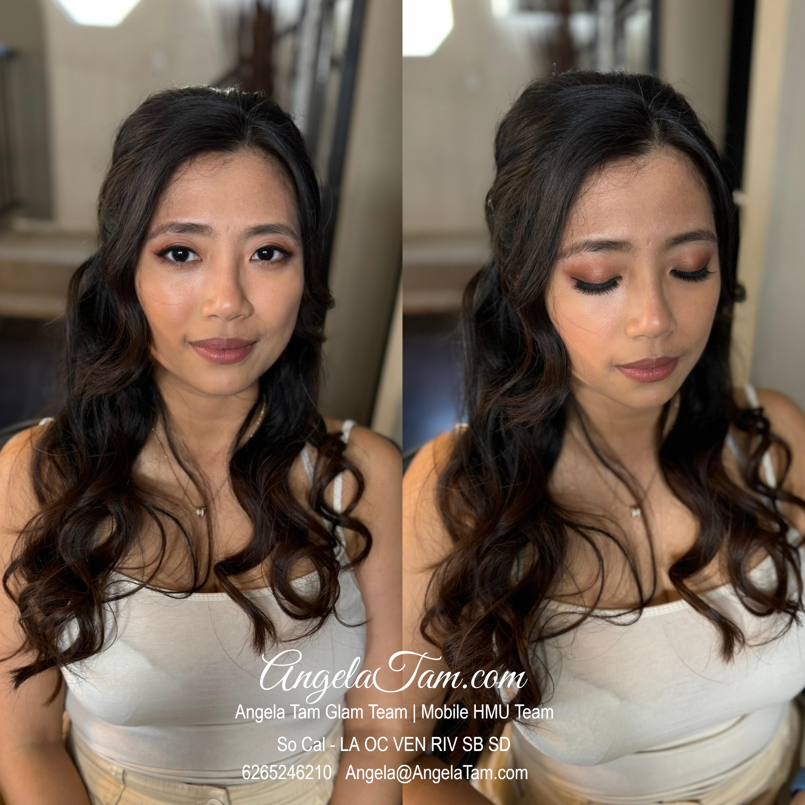 Soft Glam Glowy Makeup Bridal Look, Wedding Makeup. Beautiful Bride Makeup Looks. Angela Tam Glam Team | Beloved Glamorous LLC. Makeup Artists and Hair Stylists for Weddings and Events in Los Angeles County, Orange County, Ventura County, Riverside County. AngelaTam.com Angela@AngelaTam.com 6265246210