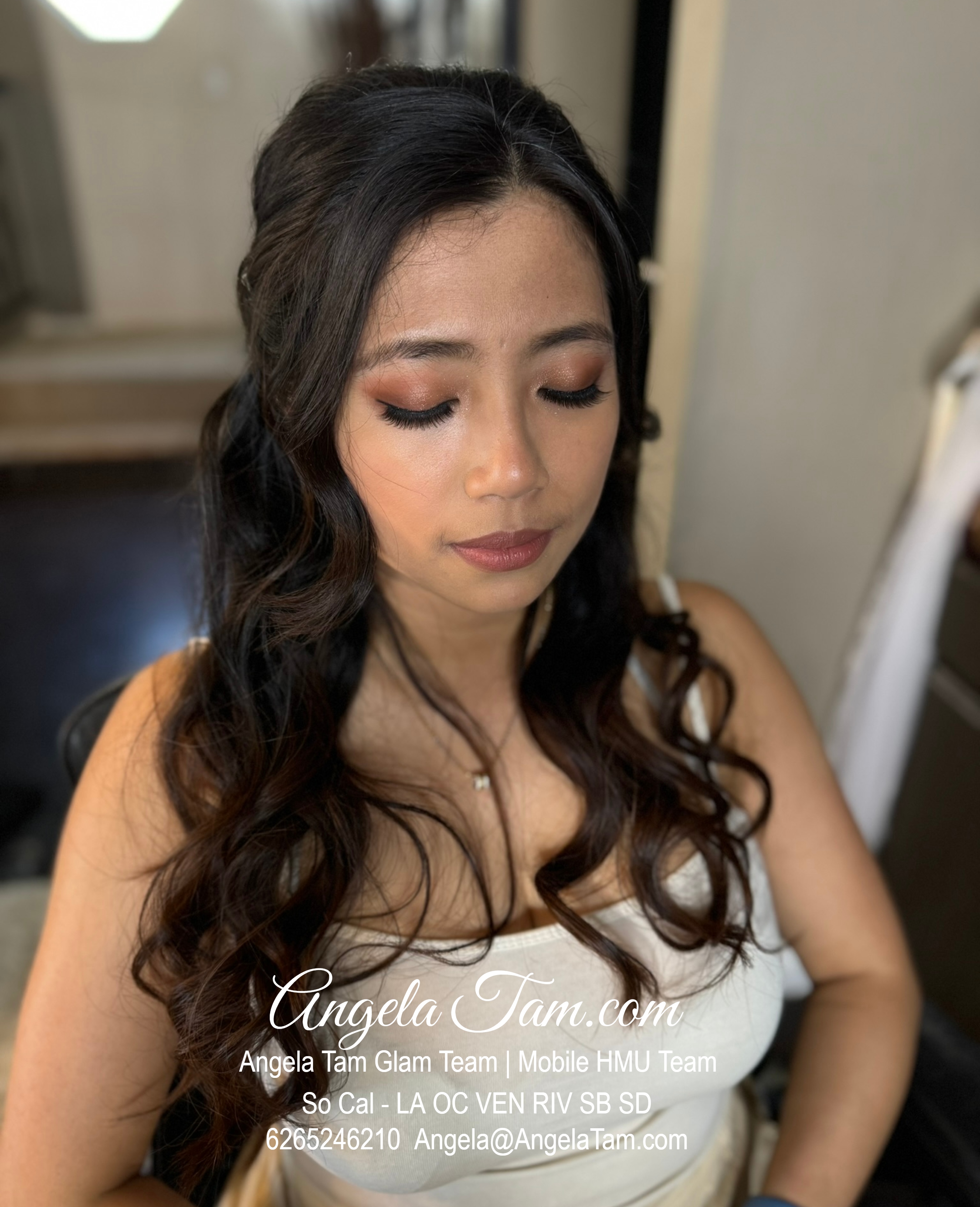 Soft Glam Glowy Makeup Bridal Look, Wedding Makeup. Beautiful Bride Makeup Looks. Angela Tam Glam Team | Beloved Glamorous LLC. Makeup Artists and Hair Stylists for Weddings and Events in Los Angeles County, Orange County, Ventura County, Riverside County. AngelaTam.com Angela@AngelaTam.com 6265246210