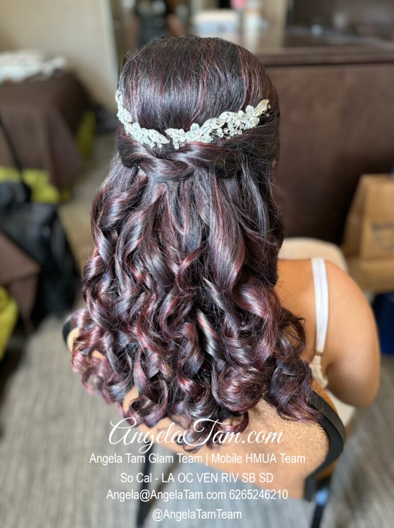 Wedding Half-Up Half-Down Hair Style Look by Angela Tam Glam Team | Beloved Glamorous LLC. Makeup Artists and Hair Stylists for Weddings and Events in Los Angeles County, Orange County, Ventura County, Riverside County. AngelaTam.com Angela@AngelaTam.com 6265246210