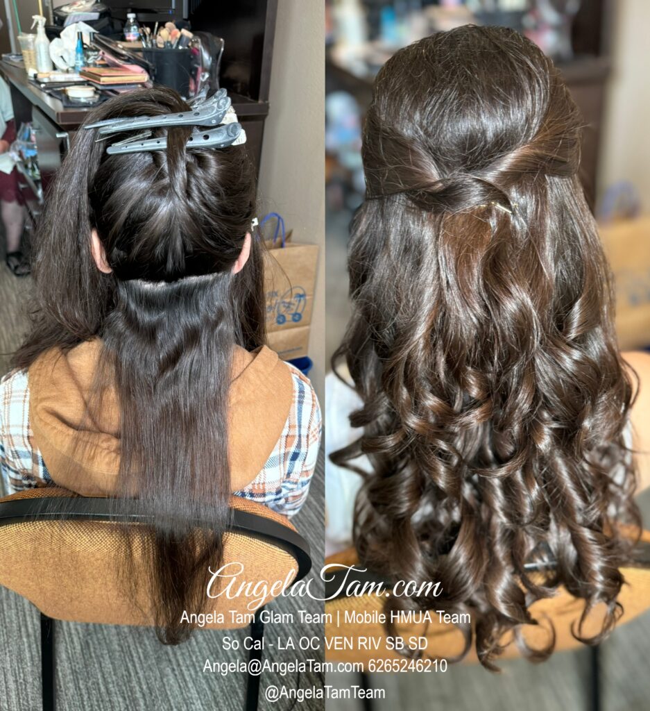 Wedding Half-Up Half-Down Hair Style Look by Angela Tam Glam Team | Beloved Glamorous LLC. Makeup Artists and Hair Stylists for Weddings and Events in Los Angeles County, Orange County, Ventura County, Riverside County. AngelaTam.com Angela@AngelaTam.com 6265246210