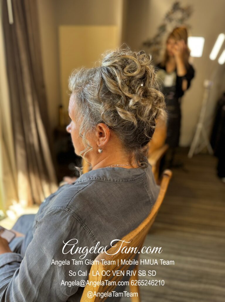 Padua Hills Theatre Mob Mature Women Updo hair Style by Angela Tam Glam Team | Beloved Glamorous LLC. Mobile HMUA Team. Makeup Artists and Hair Stylists for Weddings and Events in Los Angeles County, Orange County, Ventura County, Riverside County. AngelaTam.com Angela@AngelaTam.com 6265246210