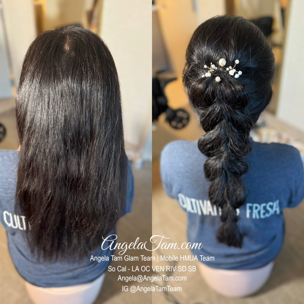 Palisades Park Hilton Santa Monica Glam Hair by Angela Tam Glam Team | Beloved Glamorous LLC. Mobile HMUA Team. LGBT, Same Sex Wedding HMUA Team. Makeup Artists and Hair Stylists for Weddings and Events in Los Angeles County, Orange County, Ventura County, Riverside County.